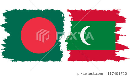Maldives and Bangladesh grunge flags connection vector 117401720