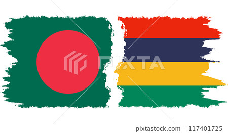 Mauritius and Bangladesh grunge flags connection vector Mauritius and Bangladesh grunge flags connection vector 117401725