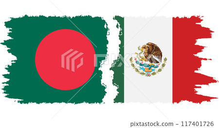 Mexico and Bangladesh grunge flags connection vector Mexico and Bangladesh grunge flags connection vector 117401726
