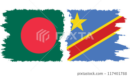 Congo - Kinshasa and Bangladesh grunge flags connection vector Congo - Kinshasa and Bangladesh grunge flags connection vector 117401788