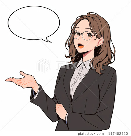 一位女士穿著西裝來展示 117402320
