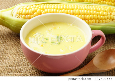 Delicious corn soup 117402337