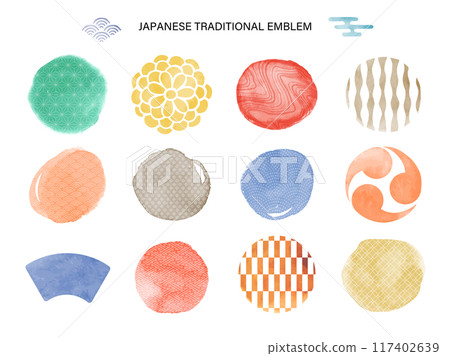 日本圖案與水彩紋理集 117402639