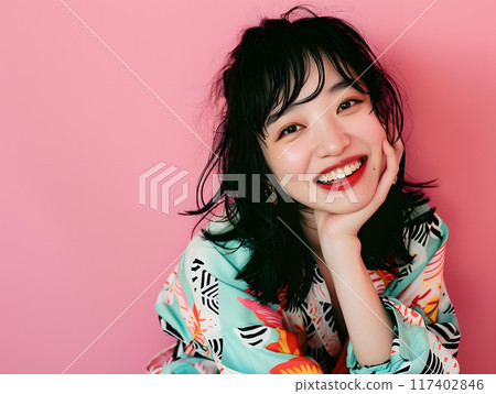 Asian woman with an innocent smile 117402846