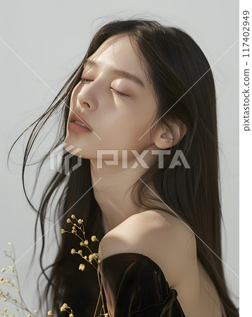 一位神秘的亞洲女性,散發著柔和的光芒 一位神秘的亞洲女性,散發著柔和的光芒 117402949