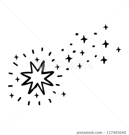 Hand-drawn shooting star illustration 117403048