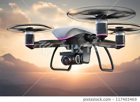 未來派相機無人機飛越大自然 117403469