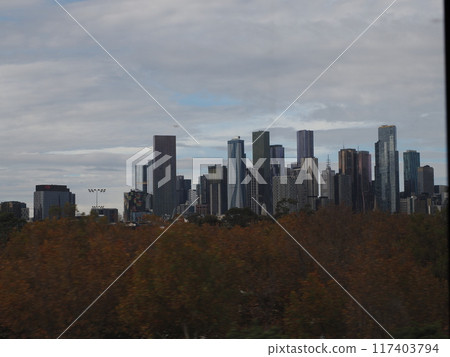 Melbourne city view from SkyBus 117403794