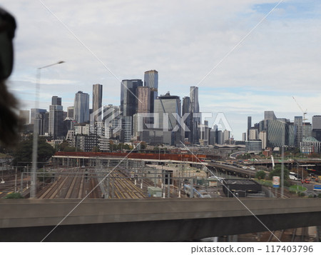Melbourne city view from SkyBus 117403796