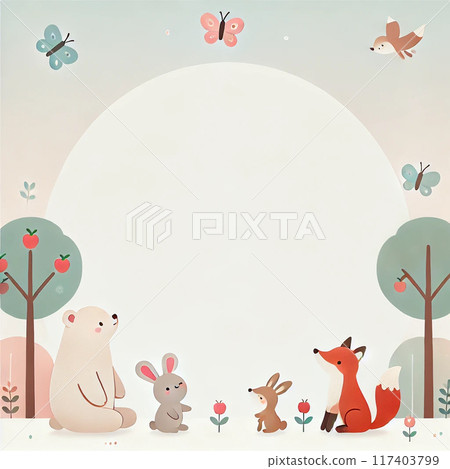 森林動物可愛的框架 117403799