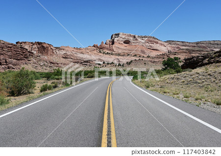 Scenery along Utah State Route 128 near Moab, Utah. 117403842