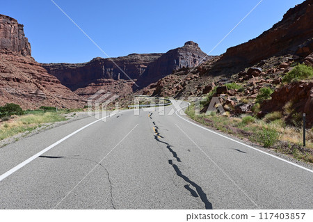 Scenery along Utah State Route 128 near Moab, Utah. 117403857
