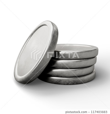 Silver Coin on White Background. 3D Illustration. File With Clipping Path. 117403883