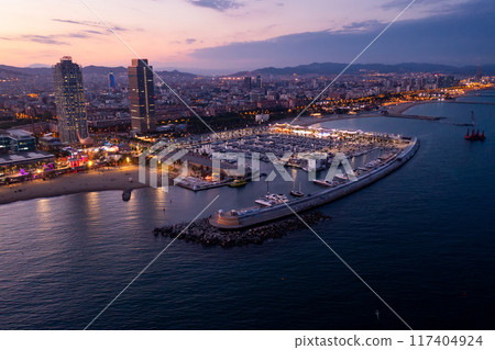 Drone view of the evening Barcelona 117404924