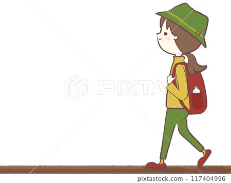 Illustration of a woman climbing a mountain Illustration of a woman climbing a mountain 117404996