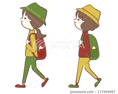 女人去爬山的插畫 117404997