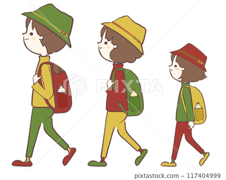 Illustration of a family going mountain climbing 117404999