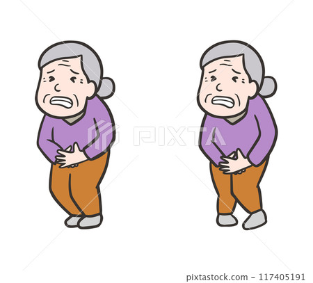 老婦人肚子痛、快要漏尿的插圖集 117405191