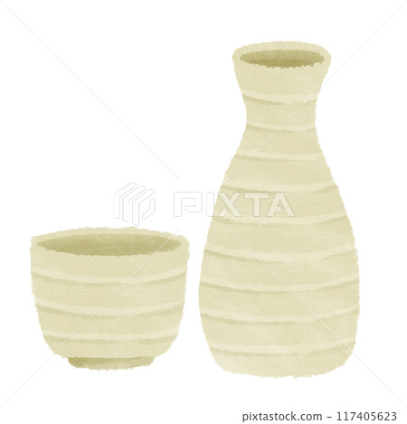 帶有圖案和紋理的 Tokkuri 和 choko 117405623