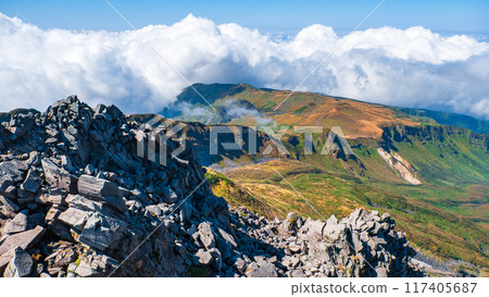 Climbing Mt. Chokai in autumn: View from the summit (Shinzan) 117405687
