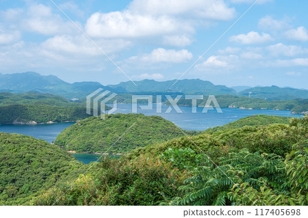 A view of Aso Bay from the Manseki Observatory in summer 117405698