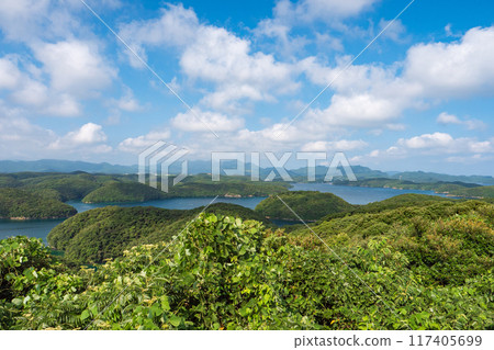 A view of Aso Bay from the Manseki Observatory in summer 117405699