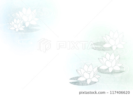 Mourning postcard, lotus, illustration, line drawing, cute, background, horizontal 117406620