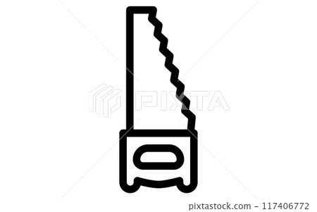 Simple black and white line drawing tool icon, handsaw 117406772