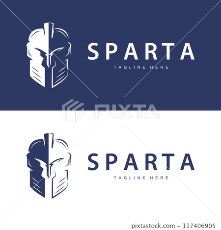 Spartan logo, barbarian warrior badge design simple silhouette spartan war helmet vector 117406905