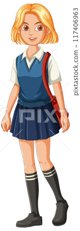 Smiling Schoolgirl in Uniform Smiling Schoolgirl in Uniform 117406963