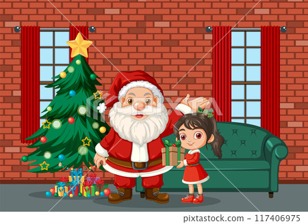 Santa and Child by Christmas Tree Santa and Child by Christmas Tree 117406975