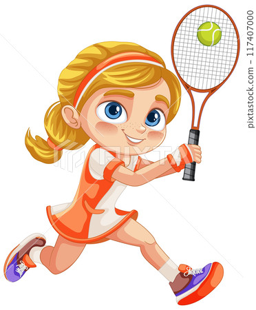 Young Girl Playing Tennis 117407000