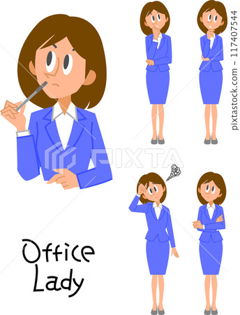Suit woman thoughtful emotions set 117407544