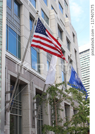 Boston, city view, skyscrapers, sunny day  117407575