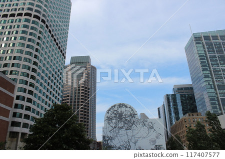 Boston, city view, skyscrapers, sunny day  117407577