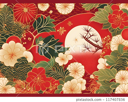 Gorgeous Japanese pattern background 117407836