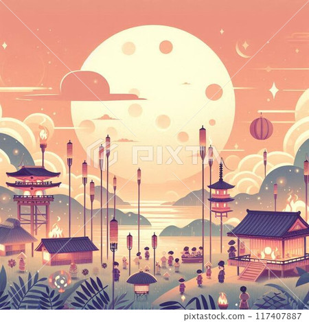 月圓之夜看海插畫 117407887