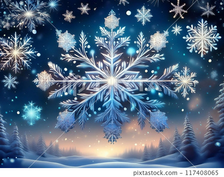 與雪花的美麗的冬天天空 與雪花的美麗的冬天天空 117408065