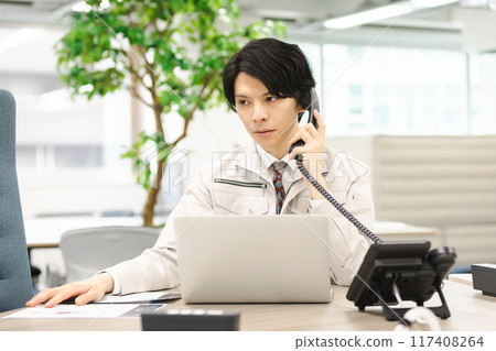 Man in work clothes designer developer image Man in work clothes designer developer image 117408264