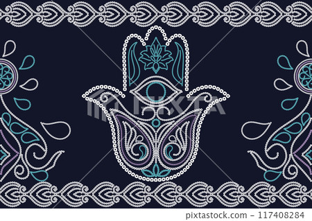 Ethnic Pattern. Ethnic India Bhandhani seamless pattern for embroidery, textile decoration and tile design. 117408284