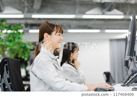 business woman working in work clothes 117408400