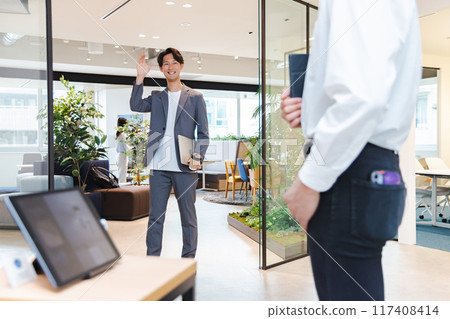 Businessman working in the designer's office Reception Lobby 117408414