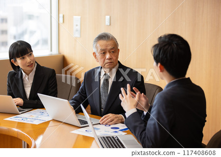 Round table profound feeling conference image 117408608