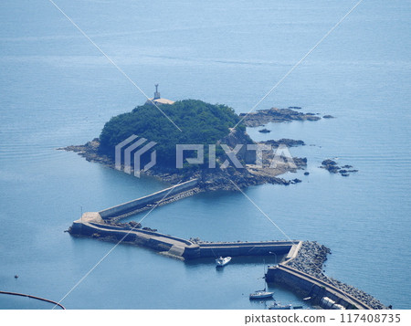 View of Tomo's summer townscape from Ushiroyama 117408735