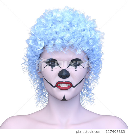 Close-up of a woman's face with clown makeup 117408883