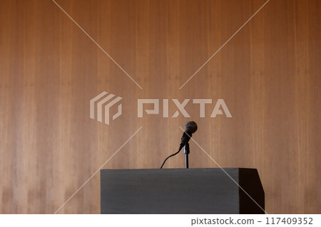 Podium and microphone 117409352