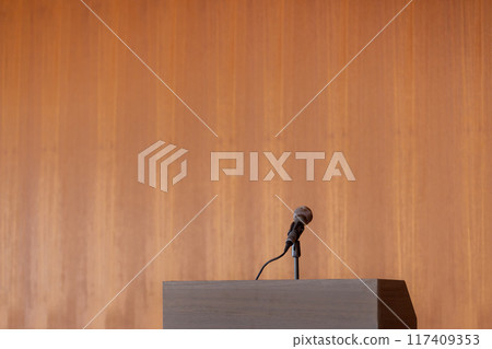 Podium and microphone 117409353