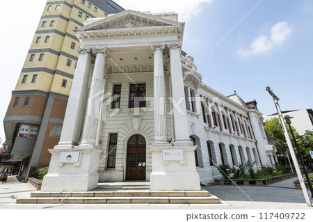 Building view of Former Taichung Shiyakusho in Taichung, Taiwan, It is a three-story Baroque-style structure, Built during Japanese rule. Building view of Former Taichung Shiyakusho in Taichung, Taiwan, It is a three-story Baroque-style structure, Built during Japanese rule. 117409722