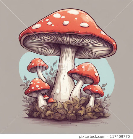 Illustration that can also be used as a red mushroom icon 117409770