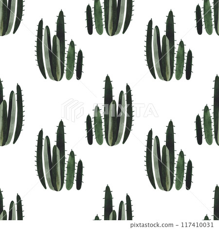 Cacti. Seamless watercolor pattern for wrapping paper, wallpaper and textiles. 117410031